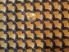 Jedwab  krepa żakardowa retro miodowo-granatowy wzór KUPON